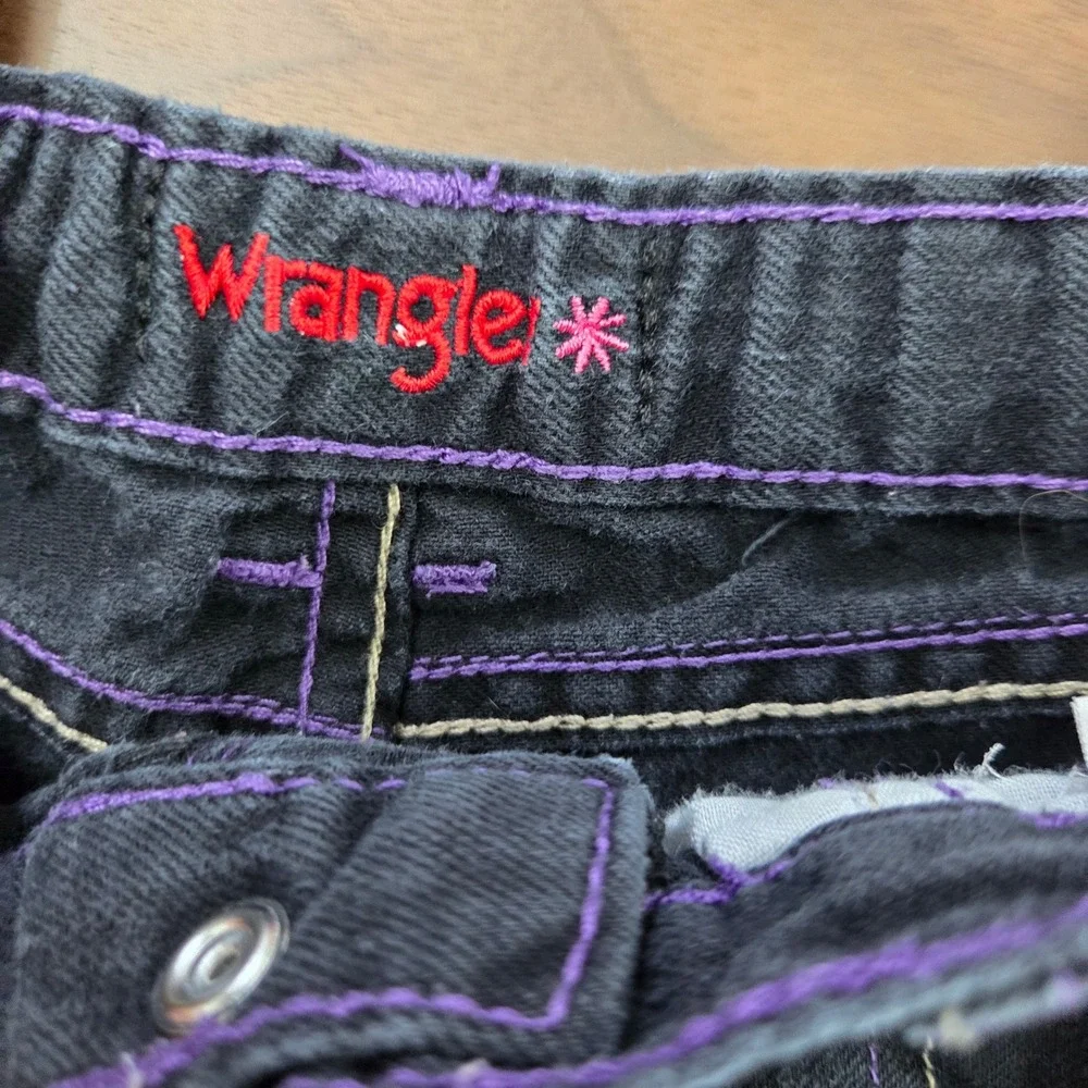 VTG‎ Y2K Wrangler Girls 5T Bootcut Jeans Heart Pockets Dark Wash Denim